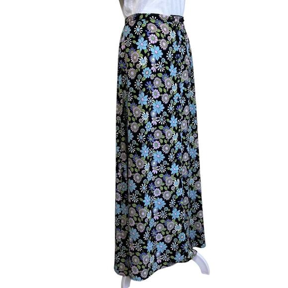 Tall Girl Canada Vintage A-line Maxi Skirt Button Front Retro 70s Floral Print M - Picture 7 of 16